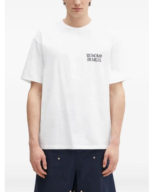Wacko Maria White Logo-Print Short-Sleeve T-Shirt for men