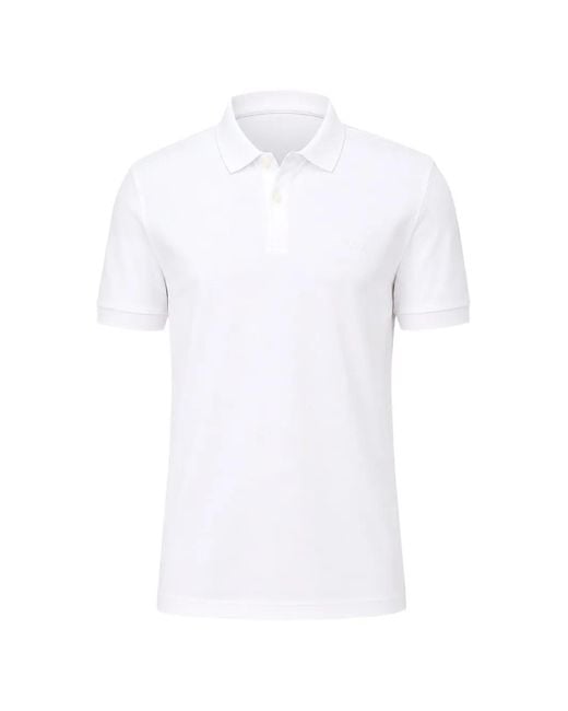 Boss White Logo-Embroidered Piqué Polo Shirt for men
