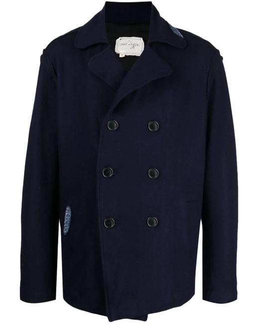 Greg Lauren Blue Denim-Patch Double-Breasted Jacket for men