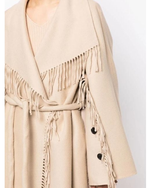 Goen.J Natural Double-Faced Fringed Coat