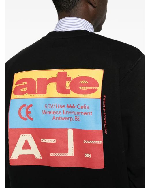 Arte' Black Graphic-Print Sweatshirt for men