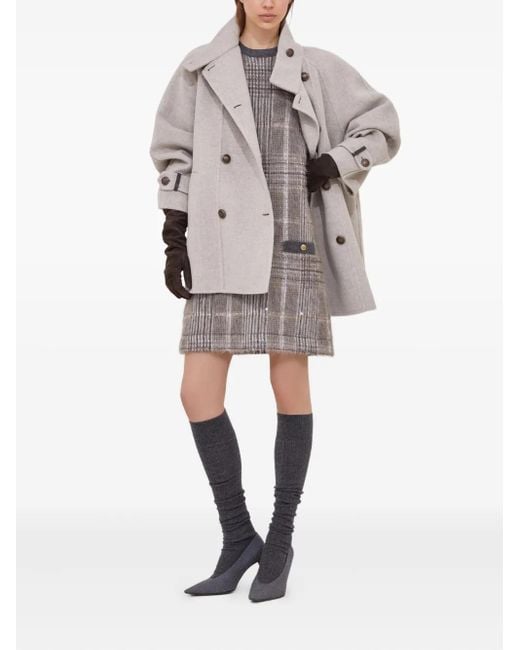 Brunello Cucinelli Gray Check-Pattern Sequin Dress