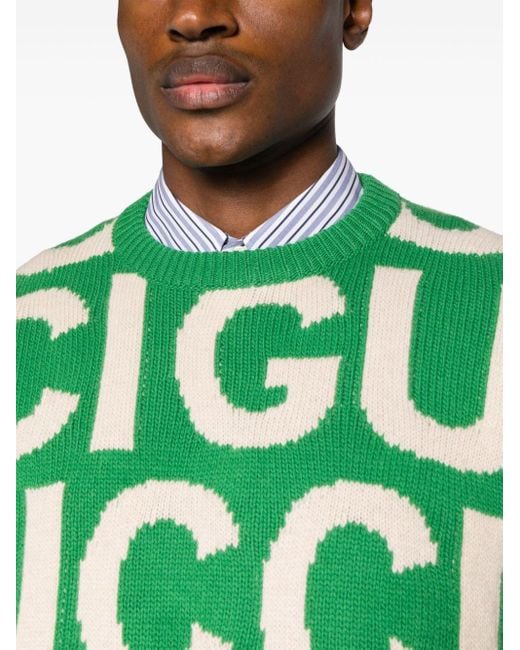 Gucci Pullover Aus Wolle Mit Intarsie in Green für Herren