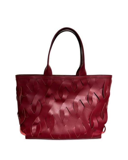 Kata Szegedi Red Roads Woven Leather Tote Bag