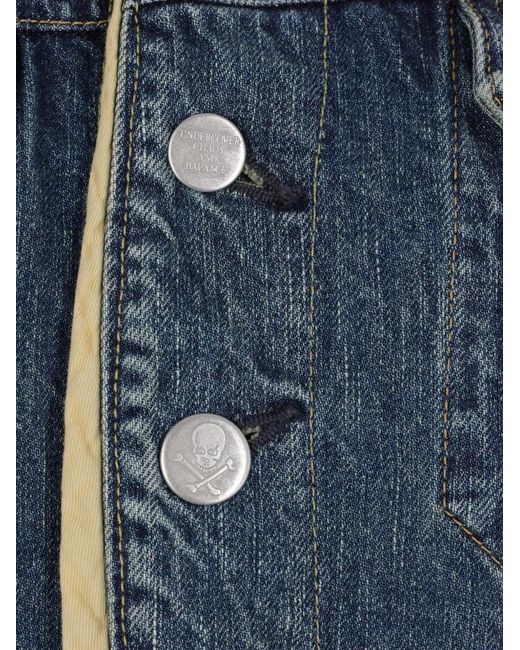 Undercover Blue Contrast-Trim Distressed Denim Jacket