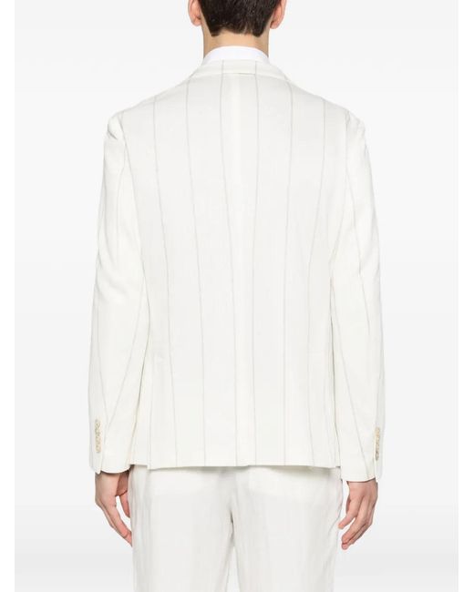 Eleventy White Blazer Rayé À Boutonnage Simple for men