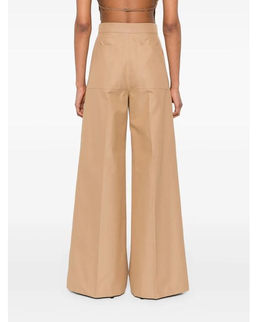 Max Mara Natural Wide-Leg Cotton Trousers