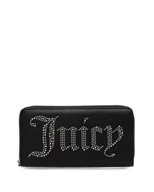 Juicy Couture Black Kimberly Rhinestone-Embellished Logo Wallet