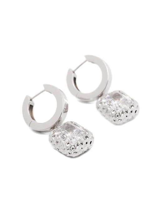 DARKAI White Radiant Textured Drop Earrings