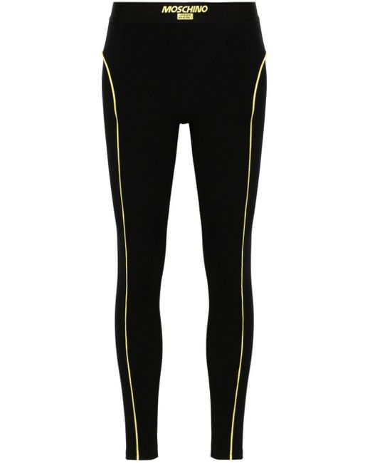 Moschino Black Jersey-Leggings mit Logo-Bund