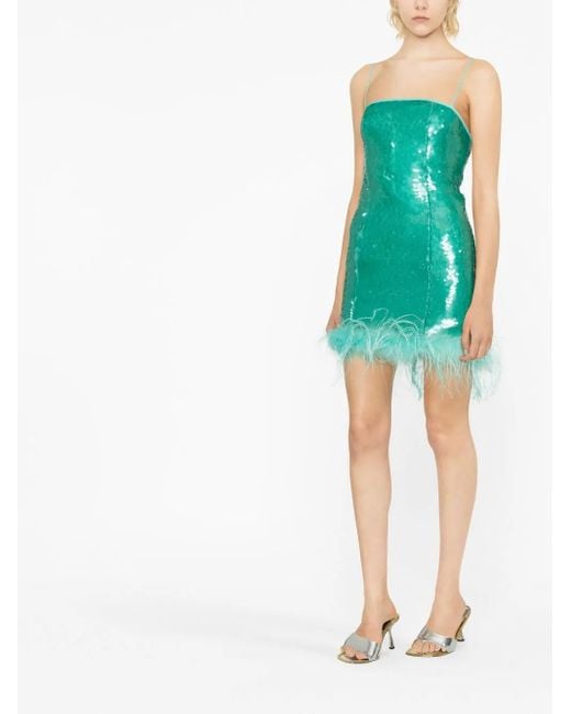 GIUSEPPE DI MORABITO Green Feather-Trim Sequinned Minidress