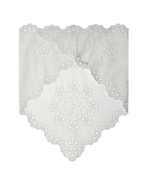Herno White Broderie-Anglaise Scarf