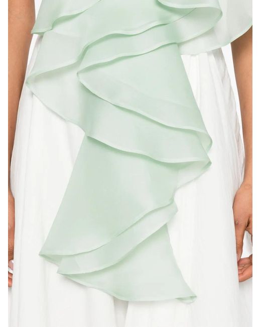 Viktor & Rolf Green Layered-Ruffle Silk Top
