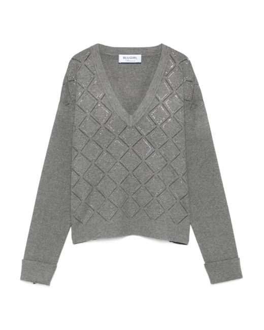 Blugirl Blumarine Vネック プルオーバー Gray