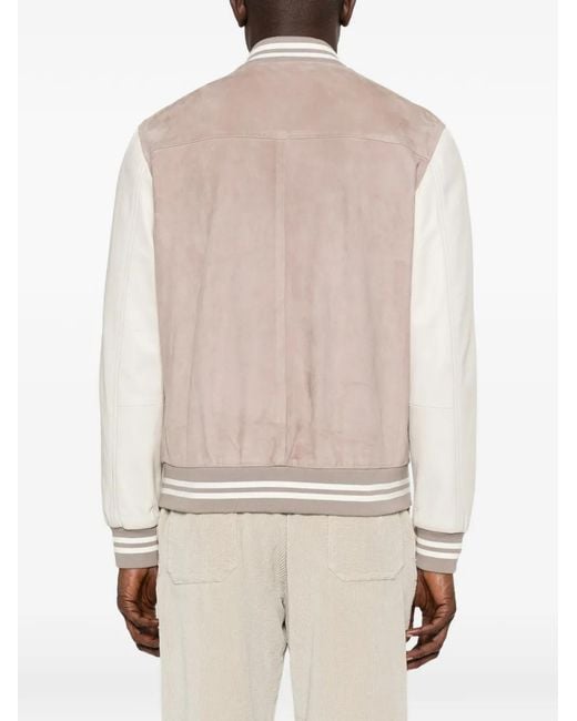 Eleventy Pink Striped Bomber Jacket for men
