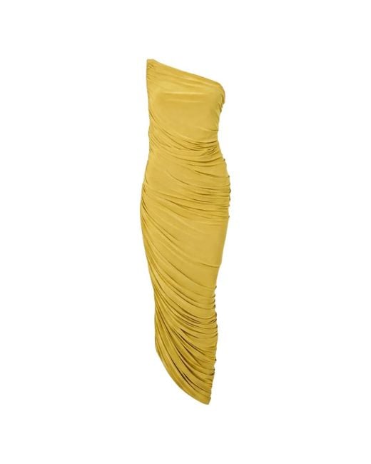 Norma Kamali Yellow Diana Asymmetric Dress