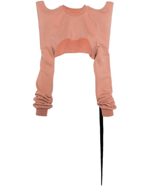 Rick Owens Pink Tecsweat Cropped Sweatshirt