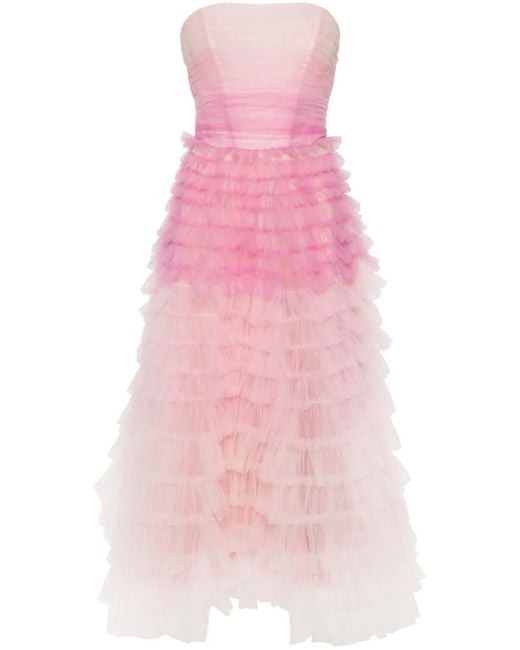Ana Radu Pink Gradient-Effect Tulle Dress