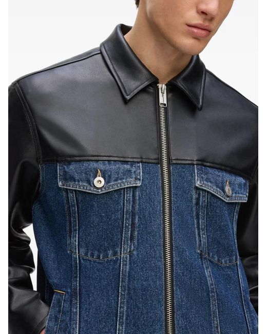 Karl Lagerfeld Blue Panelled Denim Jacket for men
