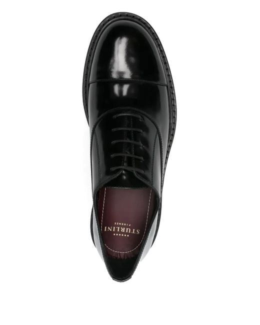 STURLINI FIRENZE Black Cap-Toe Derby Shoes for men