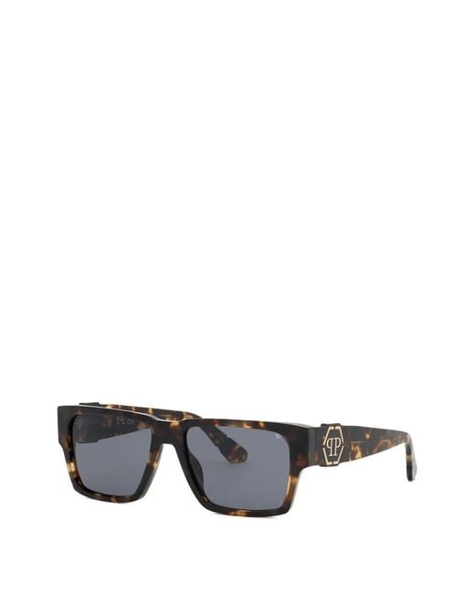 Philipp Plein Gray Tortoiseshell-Effect Rectangle-Frame Sunglasses for men
