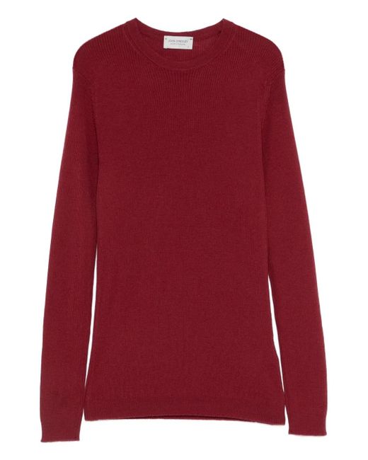 John Smedley Geribbelde Sweater in het Red