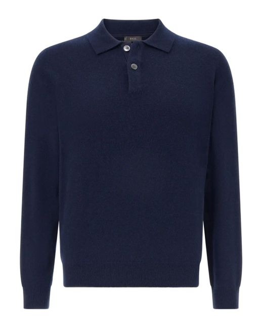 Boggi Blue Cashmere Polo Shirt for men