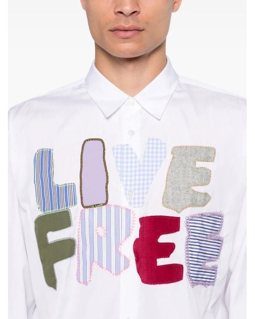 Comme des Garçons White Patch-Lettering Shirt for men