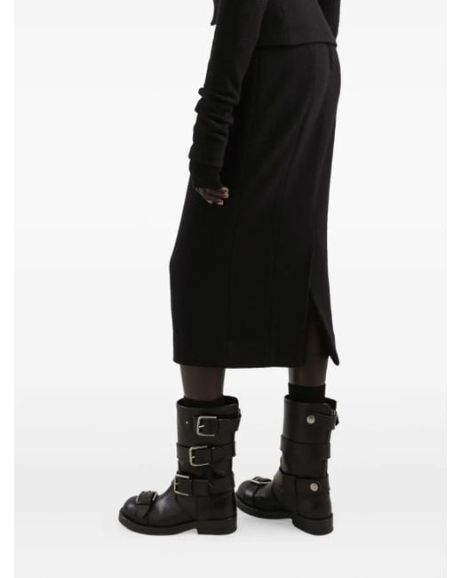 Dolce & Gabbana Black Wool Midi Skirt