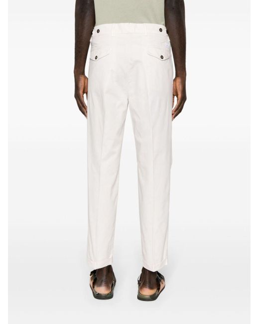 Manuel Ritz White Mid-rise Pleat-detailed Chinos for men