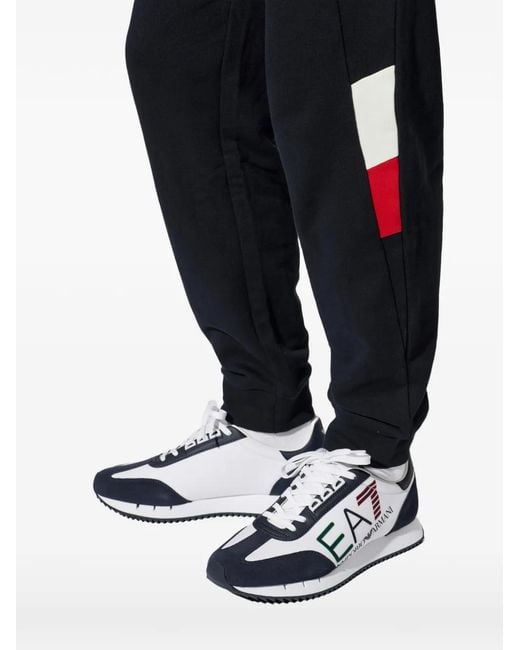 EA7 White Logo Leather Sneakers for men