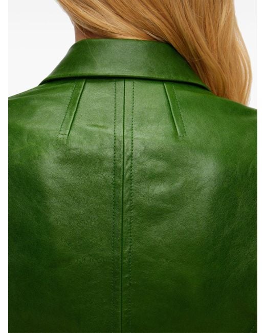 Ferragamo Green Single-breasted Leather Blazer