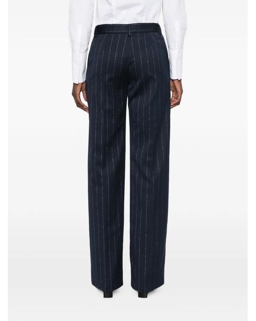 ERMANNO FIRENZE Blue Pinstripe-Pattern Trousers