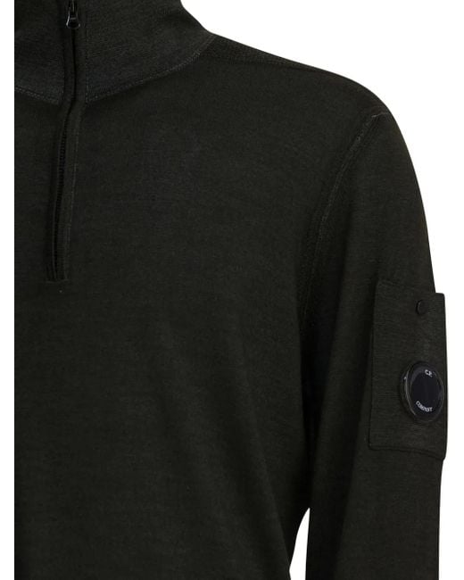 メンズ C P Company Wool Zip-up Sweater Black