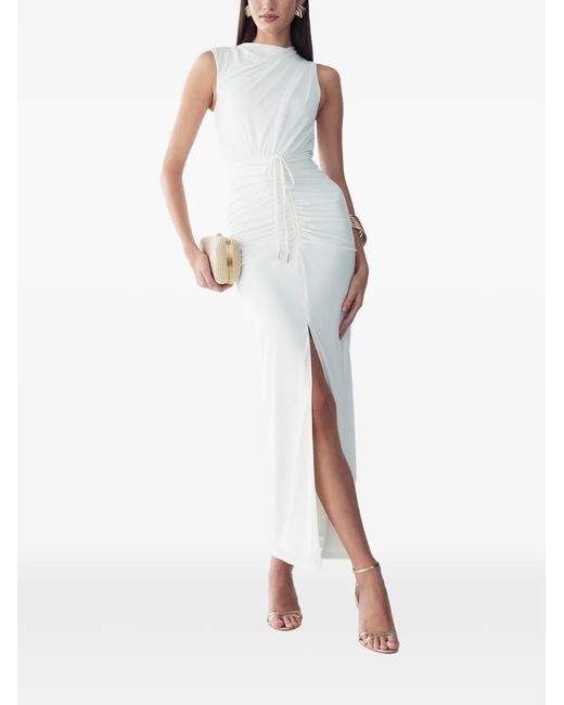 BWLDR White Drawstring-Embellishment Maxi Dress