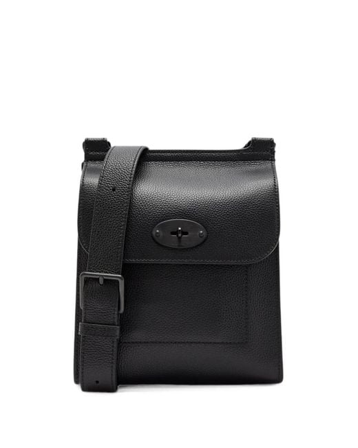 Mulberry Black Small Anthony Grained-Leather Messenger Bag for men