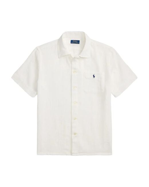 Polo Ralph Lauren White Embroidered Pocket Shirt for men