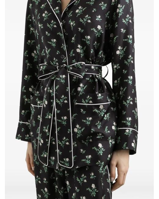 Dolce & Gabbana Black Roses And Lilies Of The Valley-Print Twill Shirt
