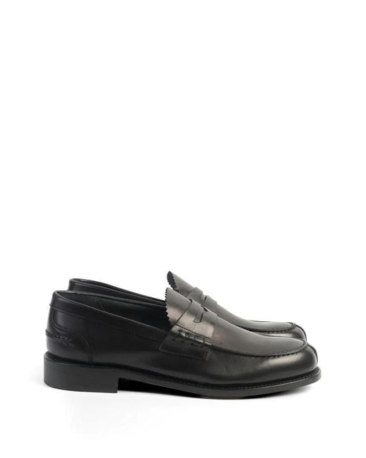 Berwick Shoes Black Serrated-Edge Penny Loafers for men