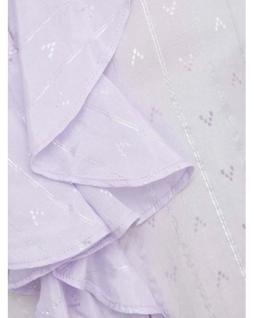 Bruuns Bazaar メタリックストライプ ラッフルブラウス White