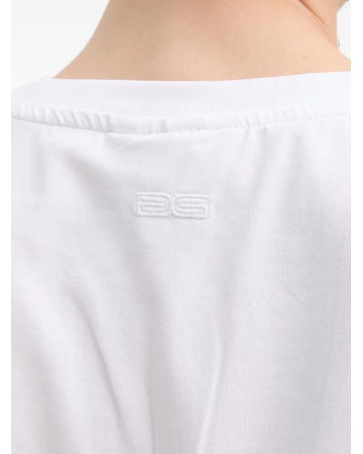 Gestuz White Gztima Logo-Embroidered T-Shirt
