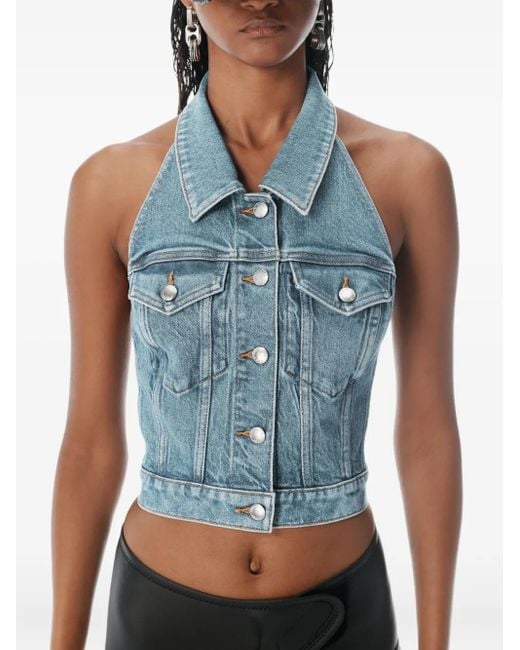 Chaleco vaquero con cuello halter Alexander Wang de color Blue