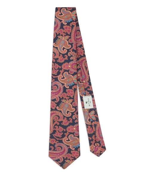 Etro Zijden Stropdas Met Paisley-Patroon in het Red voor heren