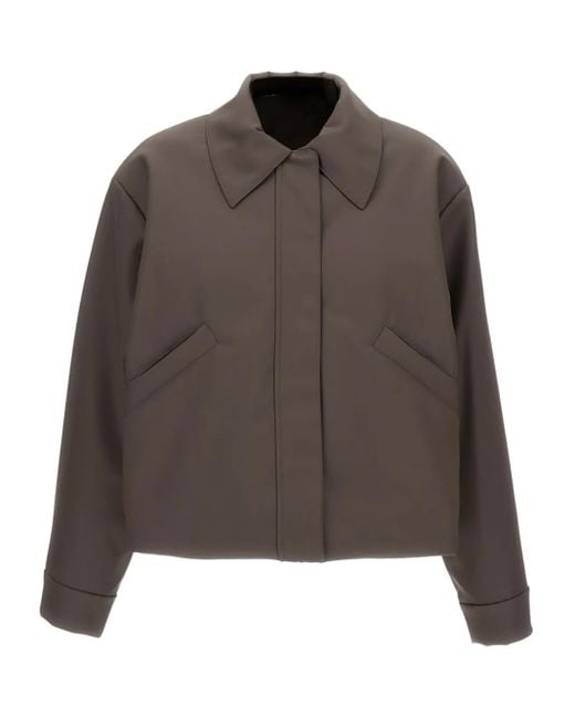 Kassl Brown Short Rubber Bomber Jacket
