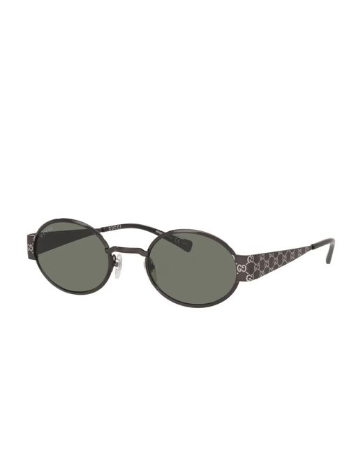 Gucci Gray Gg-Pattern Oval-Frame Sunglasses for men