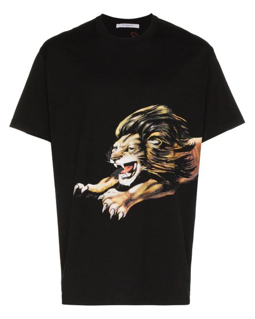Givenchy Black Lion Print T-shirt for men