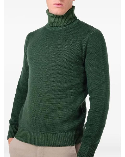 Al Duca D'aosta Green Ribbed-Knit Roll-Neck Sweater for men