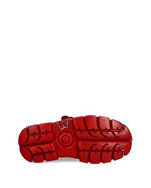 New Rock Red Lace-Up Hardware Sneakers