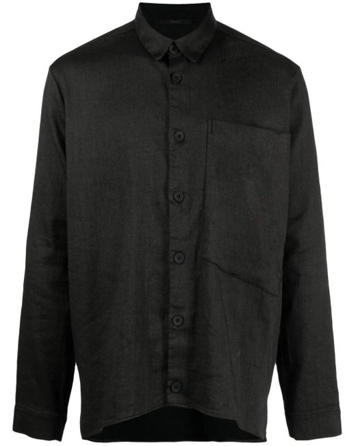 Transit Black Patch-Pocket Button-Up Shirt for men