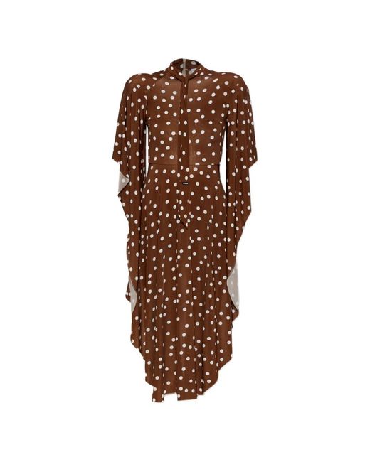 Vetements Brown Polka-Dot Pattern Asymmetric Dress